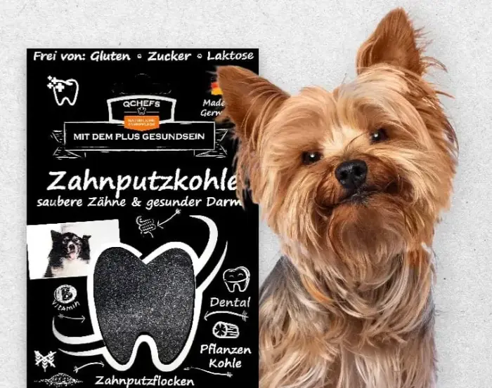 QCHEFS Papildbarība ar aktīvo ogli Dental Charcoal suņiem 80gr Foto 3